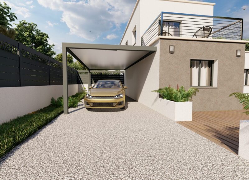 Carport aluminium toit plat : carport et abri voiture toit plat Akena